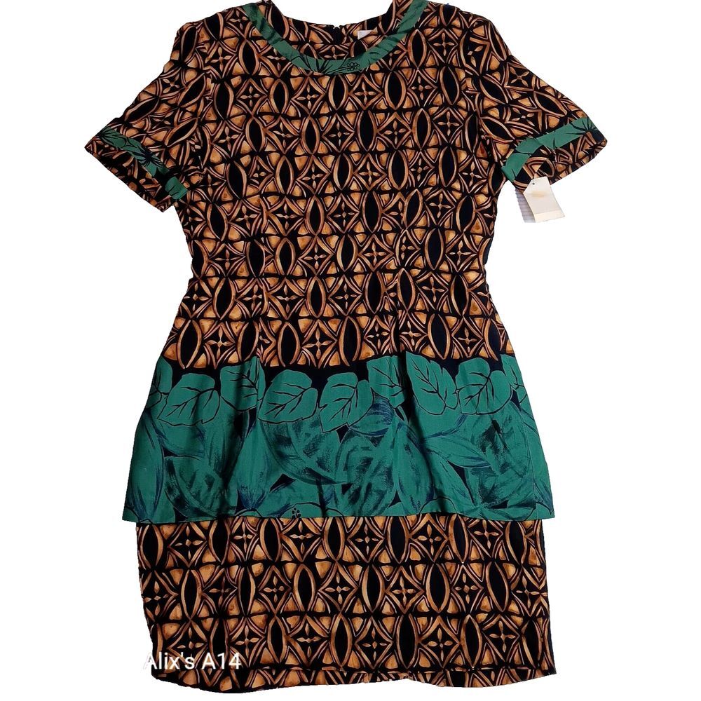 Vintage Danny & Nicole NY Multicolor Round Neck Short Sleeve KneeLenth Dress 14